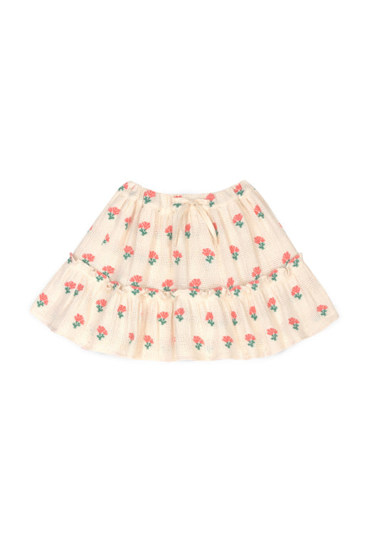 Mipounet - coraline smock skirt - jacquard - ecru/coral