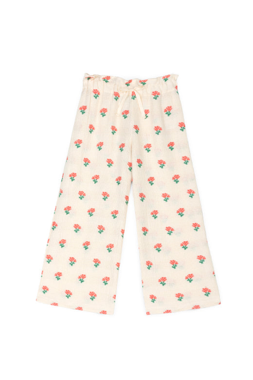 Mipounet - coraline jacquard pant - ecru/coral