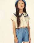 Mipounet - althea jersey t-shirt - ecru/navy