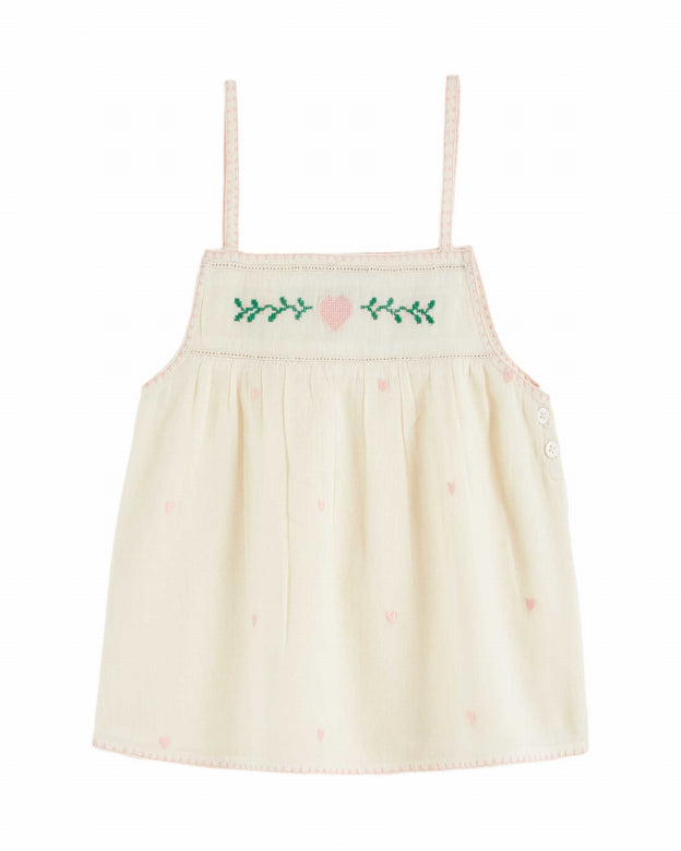 Emile et Ida - baby - embroided tank dress - ecru