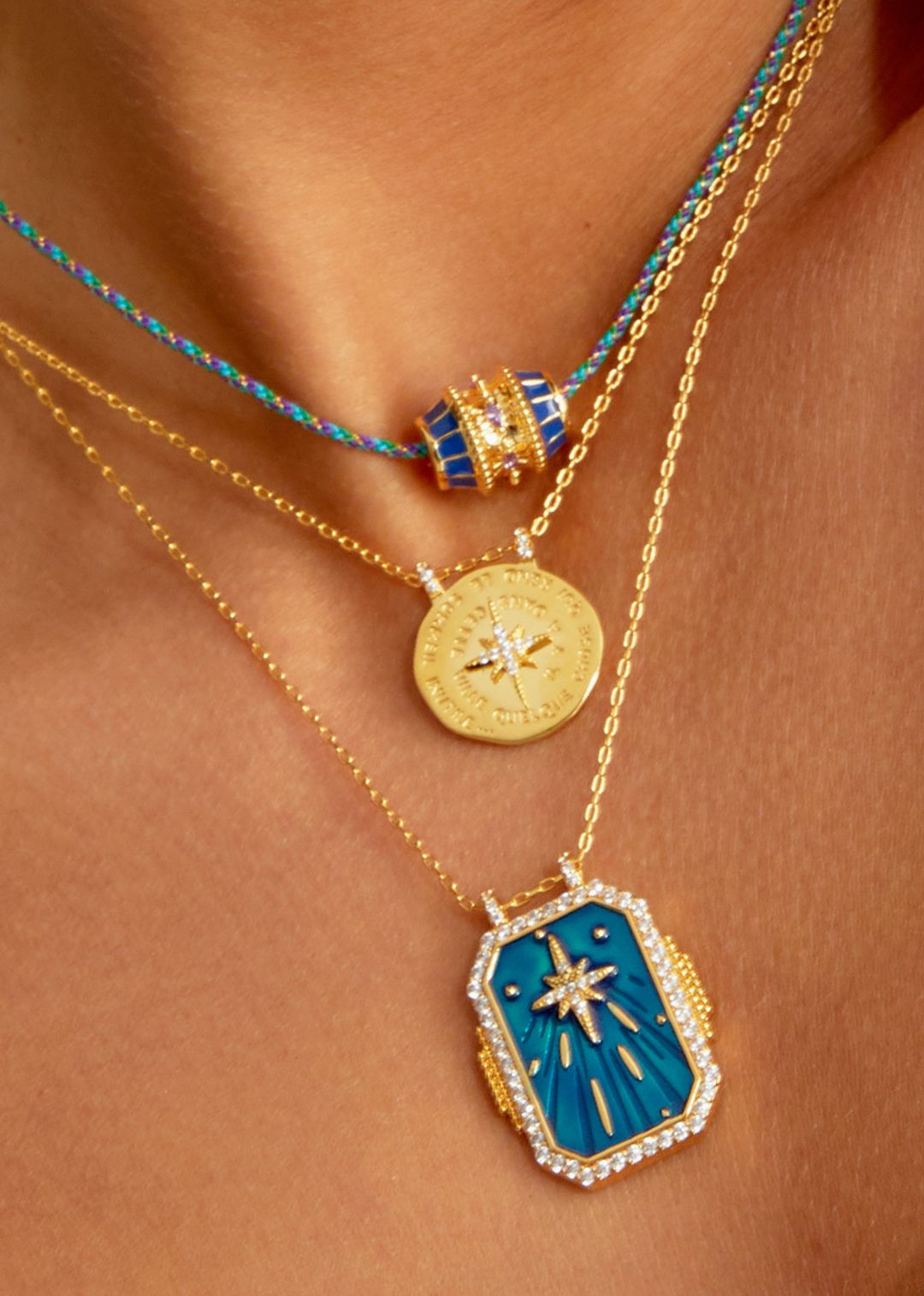 Mya Bay - necklace - gilded gold - blue talisman