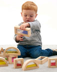 Sensory play - transparant wooden blocks