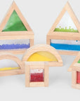 Sensory play - transparant wooden blocks